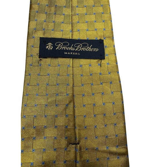 Brooks Brothers Makers Yellow & Blue Geometric Woven Silk Tie - Picture 3 of 8